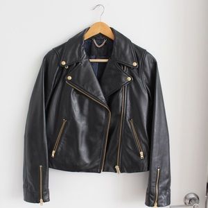 J. Crew Women’s Black Leather Motorcycle Jacket